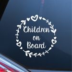 Children on Board Car Window Glass Sticker Vinyl Decal Child Van Sign Hearts Kid