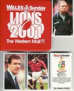 WALES ON SUNDAY British & Irish Lions 2001 set of 40 Rugby Cards Official Wallet