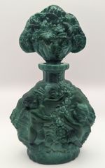 Malachite Glass Jade Green Czech Bohemian Cherubs Scent Perfume Bottle VTG