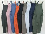 New Ladies Italian Lagenlook 2 Pocket Front Tie Comfy Cotton Jumpsuit Dungarees