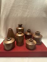 Vintage Group Of 7 Stoneware Ink Pots