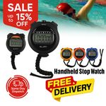 New Digital Stopwatch Handheld Sports Stop Watch Timer Alarm Counter UK