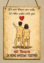 40th Wedding Anniversary Plaque Sign Gift – 40 Years Together - ruby anniversary