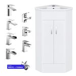 Bathroom Corner Vanity Unit Basin Sink Two Door Soft Close Cabinet with Tap Set