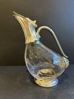 Vintage Glass Claret Jug Wine Decanter with Silver Plated Mounts & Handle