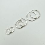 Set of 3 Pair 925 Sterling Silver Hoop/Loop Hinged Sleeper Earrings 10/12/14mm