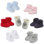 Baby Booties Pom Pom Soft Knitted Turn Over Top Boy Girl Unisex NEW 0-3 Months