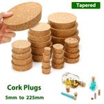 Tapered Cork Plugs Wooden Round Sealing Stopper for Wine Beer Bottle 5mm-225mm