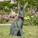 'Hunter' the Hare Verdigris Cast Aluminium Garden Sculpture Outdoor Ornament