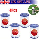 Pack of 4 Bestway Size II Type 2 Swimming Pool Filter Cartridge BW58094 Pumps