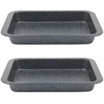 Salter Roasting Tray Set of 2 Non-Stick Carbon Steel Deep Roaster Megastone 37cm