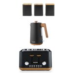Salter Toronto 1.7L Rapid Boil Kettle, 4-Slice Toaster & Countertop Set Black