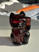 Baccarat Lucky Cat/Maneki Neko clear red Crystal Glass Accessory