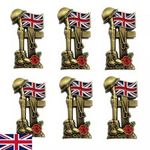 1/6x Lest We Forget Veteran Solider Red Poppies Flower Boots Helmet Pin Badge