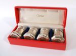 Vintage Cartier Sterling Silver Salt Pepper Shakers Set of 4 Octagonal W/ Box