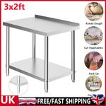 Commercial Catering Work Top Table Stainless Steel Bench Kitchen Food Storag 3FT