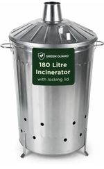 180L Large Galvanised Metal Garden Incinerator Bin - Heavy-Duty Burning Bin