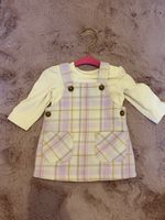 Nutmeg Girls 0-3 Months 2pc Check Pinafore Dress & Long Sleeve Top Set