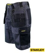 Stanley Lincoln Mens Work Shorts Grey Cargo Holster Pocket, Double Stitched