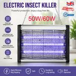 50/60W Electric Insect Killer Mosquito Fly Bug Zapper Pest Trap UV Indoor Lamp