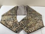 Japanese Obi Belt Grey/Silver/Gold Shimmery Thread Floral Design 160 Inches Long