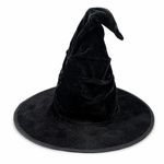 Halloween Witch Hat Black Velvet Crumpled Wizard Hat Cosplay Costume UK
