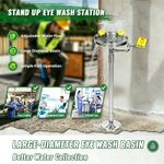 Emergency Eyewash Station Vertical Eye Washer Stainless Steel Water Flow Adjust