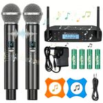 2pcs UHF Wireless Microphone Metal Professional Dual Channel Handheld Mics Party
