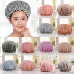 Double Layers Thick Waterproof Shower Cap Women Bath Hat Reusable UK