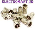 10 X F CONNECTOR SCREW ON PLUG SATELLITE SKY PLUS HD RG59 5MM SHOTGUN COAX CABLE