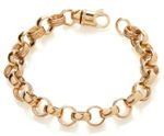 9ct Yellow Gold on Silver Men's Heavy Chunky Belcher Bracelet - 11mm Wide