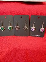 3 X Pairs Of Sparkly Heart And Daisy Earrings With 925 Hooks