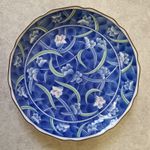 Vintage Japanese Porcelain Blue &White Floral Seizan Gama Seizan Kiln Bowl/plate