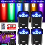 4X Wireless APP RGBWA+UV 6IN1 LED Battery Par Can Light DMX Stage DJ Bar Uplight