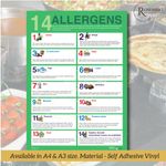 14 food allergens allergy kitchen catering safety vinyl sticker poster FSA