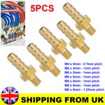 5X Brass Metric Male Thread Fitting Hose Barb Tail End Connector Air Water Fuel