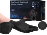 Disposable Black Extra Strong Thick Diamond Grip Nitrile Gloves Mechanic of 100