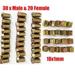 50 x Brake Pipe Fittings M10 x 1mm 30 x Male 20 x Female Metric Nuts 3/16