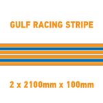 GU2.1x2A Gulf Racing side stripes 2.1m (2x2100mm) Long laminated for Porsche