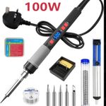100W Soldering Iron Kit LCD Digital Electric Welding Gun Tool Adjustable Tempe