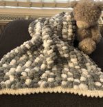 Luxuriously Soft Pompom Baby Blanket beautiful soft greys/white 44 x 50 cm
