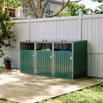 Triple Wheelie Bin Storage Metal Store Shed for Recycling Outdoor Garden Tidy