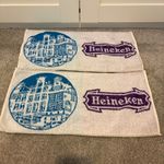 Heineken Vintage Beer Bat Towel Bundle x 2 Amsterdam White Blue Purple