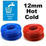 Caravan Fresh Water Pipe 12mm Blue Cold Red Hot All Lengths Food Grade Drinking