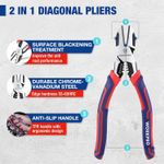 200mm Diagonal Cutting Pliers Heavy Duty Cr-V Wire Cutters with Wire Stripper