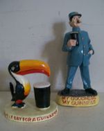 PAIR VINTAGE DESIGN GUINNESS TOUCAN & ZOOKEEPER WITH STOUT GLASS DISPLAY BAR PUB