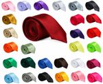Mens Slim Skinny Solid Plain Satin Silky Tie Necktie Wedding event part fancy