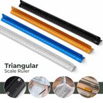 Architect Scale Ruler Triangular Ruler Aluminium Engineers Rule 300mm 12in Metal