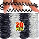 10 Hair Bobbles Spiral Coil Elastic Tie Wired Bands Stretchy Plastic Tangle Free