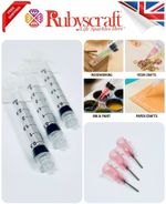 3x 3ml Syringes & 3pcs Pink 13mm Blunt Dispensing Tips For Glue, Ink & Crafts